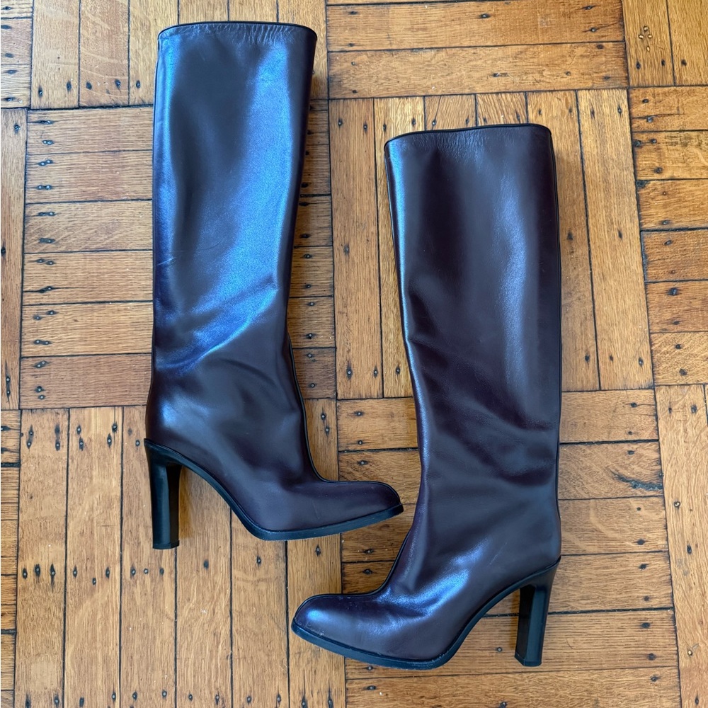 The Row Burgundy Leather Women's Boots Size 37